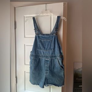 Denim overall shorts